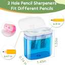 24 Pcs 2 Holes Small Manual Pencil Sharpener with Lid, Colored Handheld Dual Hole Pencil Sharpeners Bulk, Crayon Colored Pencils Sharpener, Pencil Sharpener for Kids, Office, School, Classroom