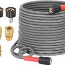 YAMATIC Upgraded Flexible Pressure Washer Hose 50FT 1/4", 3200 PSI Non-Kink Replacement with M22-14mm & 3/8" Quick Connect Adapters, Extension for Gas Power Washer Troy-Bilt Ryobi Honda Craftsman (Gray)