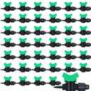 Hiboom 50 Pcs Drip Tape Irrigation Fittings 5/8"(16 mm) x 1/4" Barb Tubing Takeoff Adapter Valve Extended Barb Design for Green T Handle Adjustable Shut Off Watering Plants in Gardens Lawn