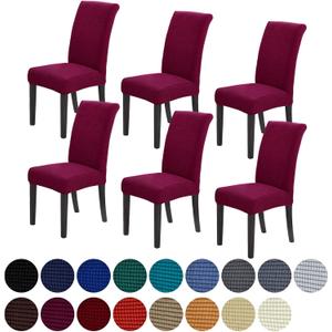 Howhic Stretch Chair Covers for Dining Room Set of 6, Removable Washable Dining Room Chair Covers, Dining Chair Slipcovers Seat Protector, Great for Home Decor and Banquet (Burgundy, 6 Pack)