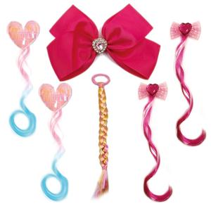 2 x 6 PCS Tinsel Hair Extensions for Girls, Pink Hair Clips for Toddler Girl, Princess Dress up Hair Pieces, Cute Gifts and Costume Hair Accessories Set for Little Princess (Doll-Inspired)