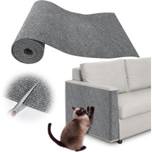 Cat Scratch Furniture Protector - 40" x 15.8" Trimmable Self-Adhesive Cats Claws Scratch Pads, DIY Cat Climbing Couch Protector for Scratch Post Cat Tree Replacement Indoor (Light Gray)