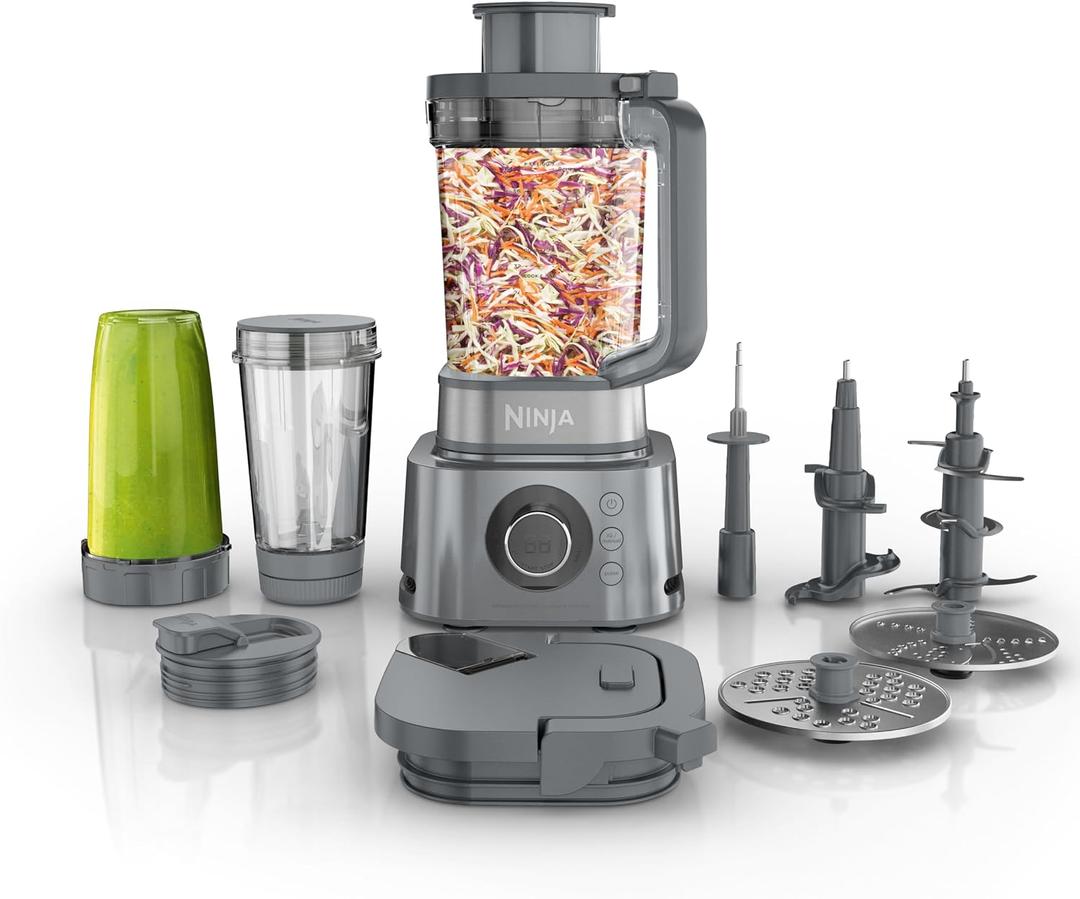 Ninja Blender & Food Processor Combo, Foodi Power Blender System for Smoothies, Bowls, Spreads & Shakes, 6 Functions, 72-oz Pitcher, To-Go Cups, Silver, SS401