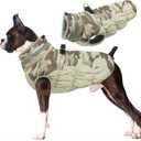 Lelepet Warm Dog Winter Coat Dog Coats for Large Dogs Waterproof Dogs Jacket with Harness Built in Reflective Cold Weather Coats Windproof Zip-Up Winter Fleece Vest Snowsuit Boxer Desert Camo XL