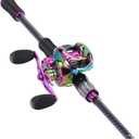 Sougayilang Baitcasting Fishing Combos, Carbon&Glass Fiber Composite 2 Piece Fishing Rods with Casting Reel- 6'0" Right Hand