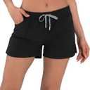Actleis Womens Swim Shorts UPF50+ Board Shorts Quick Dry Beach Shorts Drawstring Sports Summer Bottom (Black, XL)