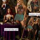 Avidlove Schoolgirl Lingerie for Women Sexy Costume Outfit Roleplay Cosplay Lingerie Set Snap Crotch Bodysuit and Mini Skirt (Green, XXXL)