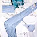 Wigenius 6 Pack Dusty Blue Cheesecloth Table Runner Semi-Transparent Fabric 35 X 120 Inch Boho Restic Gauze Table Runners for Wedding Party Baby Shower Decoration