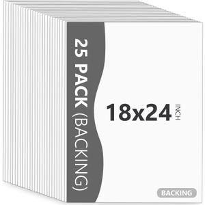 25 Pack Backing Boards Only - 18x24 Uncut White Mats Matboards, Acid Free & White Core Backerboards, Ideal for Photos/Pictures/Prints/Frames/Arts