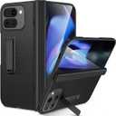 Ruky for Google Pixel 10 Pro Fold Case with Hinge Protection, Full Body Case with Built-in Kickstand & Screen Protector PU Leather Protective Phone Case for Pixel 10 Pro Fold, Carbon Fiber
