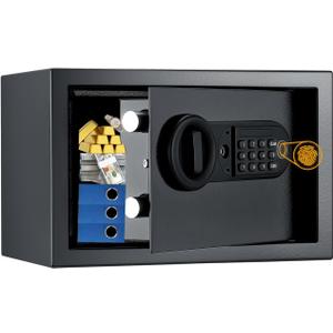 Safe Box Fingerprint Lock with Keypad and Key, Mute Mode, Personal Electronic Safe Box for Home Normal Use (0.5 Cubic Feet)