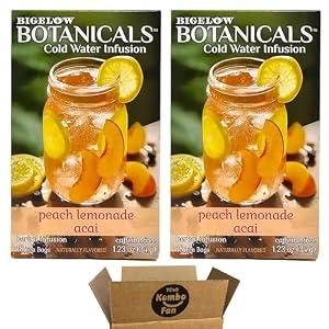 (Pack of 2) Botanicals Cold Water Infusion Peach Lemonade Acai Tea Bags, Herbal Infusion, Caffeine Free, 18 Count each (Total:36 Count), Best By: JULY 2026