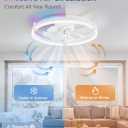 ZMISHIBO RGB Ceiling Fans with Lights and Remote, 20 inch Low Profile Ceiling Fan with Light, 3000K-6000K Dimmable & RGB, Modern Fandelier Flush Mount Ceiling Fan, Small LED Fan for Bedroom