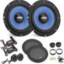 Pyle Two-Way Component Speaker System - One Pair 6.5" Two-Way Component Kit, Non-Fatiguing Butyl Rubber Surround, 360 Watts w/ 4 Ohm Impedance and 1" High-Temperature ASV Voice Coil - PL650CBL