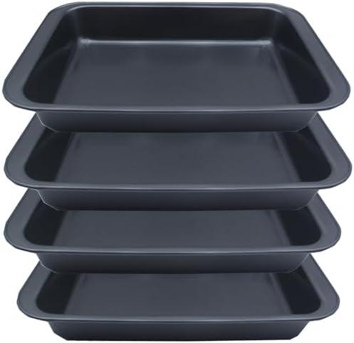 Zentriqlla 4 Pack Rectangle Baking Pan, 9x13 Inch Deep Cookie Sheet Tray Nonstick, Heavy Duty Carbon Steel Oven Cake Pan for Brownies, Lasagna, Sheet Cakes, Roasting Vegetables, BPA Free