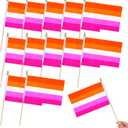 2 x 12Pcs Small Sunset Lesbian Pride Stick Flags on Wooden Stick Mini LGBT Gay Flag Hand Held Flag Decorations,5x8 Inch