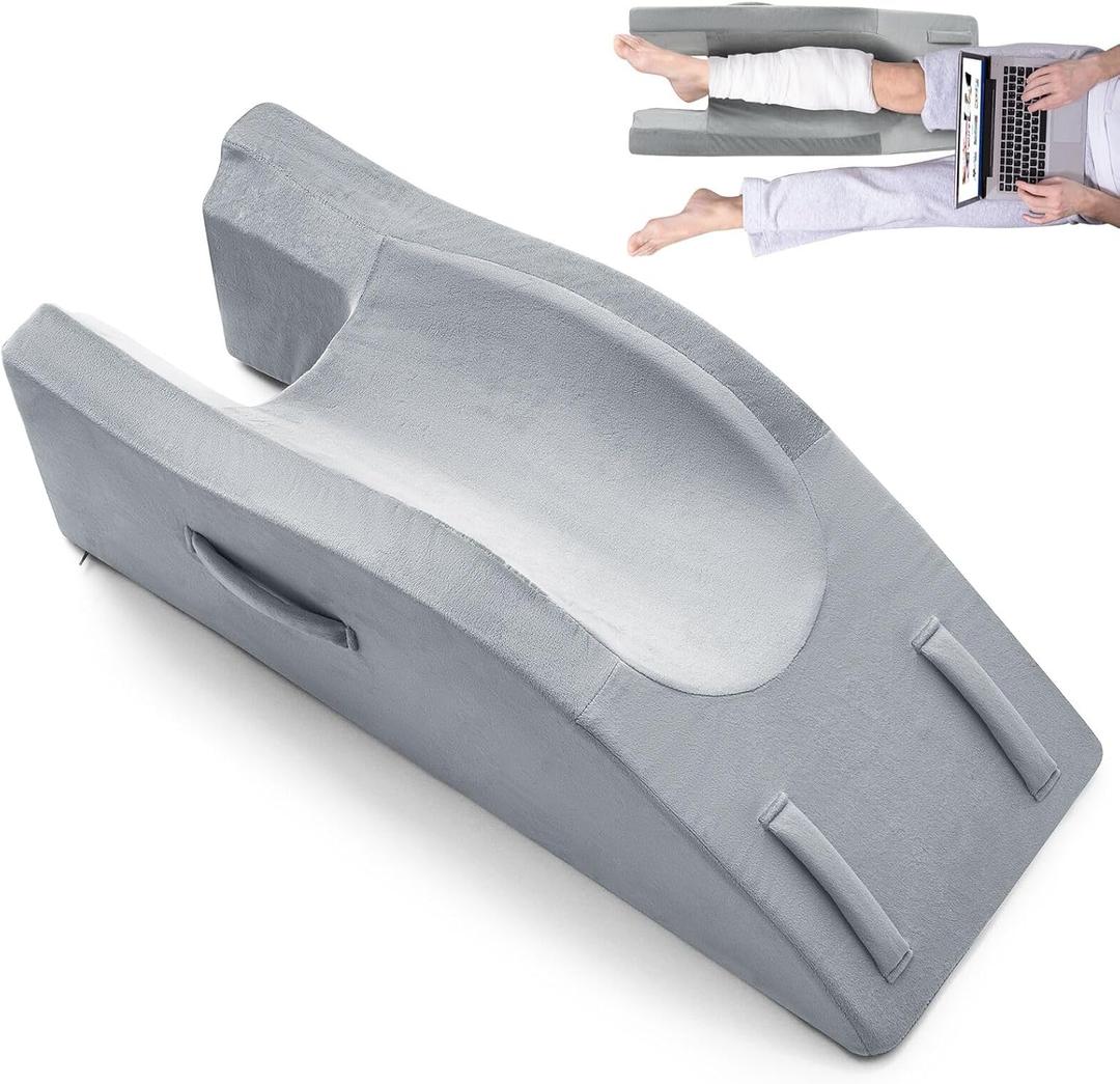 Leg Elevation Pillow for After Surgery, Injury, or Rest, Ankle Fixation Leg Pillow, Supportive Memory Foam Wedge Pillow for Legs Pain Relief with Anti-Slip Base & 3 Handles