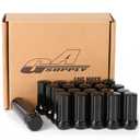 Gasupply 1/2 20 Lug Nuts Black Spline, 1/2-20 Closed End Acorn Tuner Lug Nuts 2 Inch (50mm) Tall Conical Seat 60 Degree for Aftermarket Wheels, 20 Pack+ 1 Lug Nut Lock Key Socket