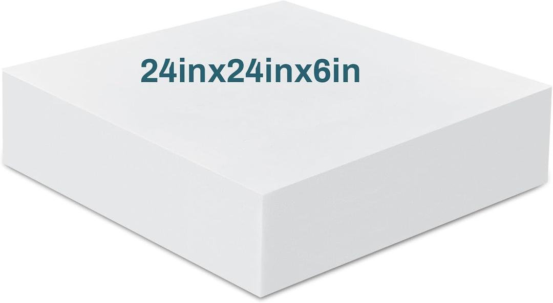 Frienda 1 Pack 6 x 24 x 24 Upholstery High Density Craft Foam Sheets Replacement Square Cut to Size Cushion Chair Padding, Suitable for Shipping, Packing, Cushion Foam, Mailing, DIY, Cosplay