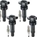 BDFHYK Ignition Coil Pack UF652 and Iridium Spark Plug 93815 Compatible with Hyundai Accent 2012-2020 Hyundai Veloster 2013 Kia Soul Kia Rio Kia Coil Pack Coil for Hyundai 1.6L L4 5C1860 Set of 4