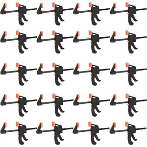 20 Pack 4 Inch F Bar Clamp, Medium Duty 70lbs One Handed Clamps/Spreader, Bar Clamps for Woodworking, Crafting, by GENHAKON