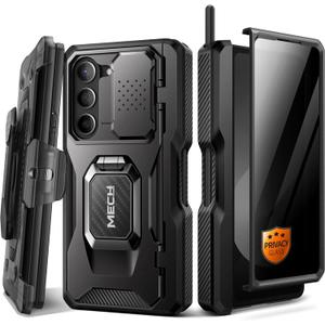 TONGATE for Z Fold 6 Case with Ring Stand, Built-in S Pen Holder & Glass Screen Protector Shockproof Rugged Z6 Phone Case with Slide Camera Cover & Belt Clip for Samsung Galaxy Z Fold 6 2024, Black