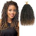 Goddess Locs Crochet Hair 1B/27 8 Packs Soft Faux Locs Crochet Hair For Black Women Pre-looped Boho Locs Crochet with Curly Ends Hair Extensions (1B/27,14 inch)