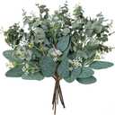 Mixed Eucalyptus Leaves Stems Bulk Artificial Eucalyptus Leaves Sprays Faux Oval Eucalyptus Leaves with White Seeds Stems for Floral Wreath Garland Bouquets Arrangement Wedding Greenery Decoration