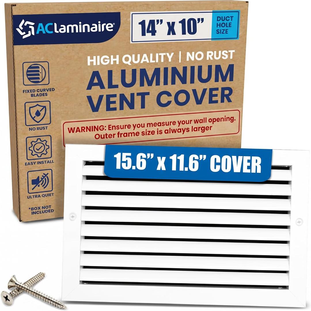 14x10 Inch (Duct Hole) Air Return Vent Cover Decorative  Premium Aluminum AC Vent Cover for Ceiling & Wall, Rustproof Grille, Ideal for Home HVAC Grille, Durable & Easy to Install by ACLAMINAIRE
