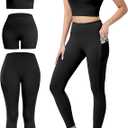 3 Piece Workout Sets for Women High Waisted Leggings with Pockets Tummy Control Biker Shorts Yoga Sports Bra Size M