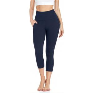 iaoja High Waisted Leggings for Women with Pockets - Tummy Control Soft Workout Running Yoga Printed Pants (XX-Large-3X-Large, 03navy Blue)