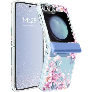 Floral Case for Samsung Galaxy Z Flip 6 Case with Hinge Protection, [Precise Camera Protection]+[1*Screen Protector], Wireless Charging Anti-Scratch Shockproof Case for Z Flip 6 5G (Garden)