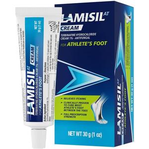 Lamisil 1 Week Athletes Foot Treatment, Antifungal Cream with Terbinafine Hydrochloride 1%, Fast Symptom Relief & Prevents Recurrence, 1 oz (30 g)