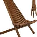 CleverMade Tamarack Folding Wooden Outdoor Chair -Stylish Low Profile Acacia Wood Lounge Chair for the Patio, Porch, Lawn, Garden or Home Furniture - Cinnamon
