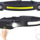 AlpsWolf LED Headlamp Rechargeable, 2 XPE LED and COB LED Head Lamp, Sensor Mode, 260 Wide Beam, IPX4 Waterproof, Rechargeable Headlight for Camping Accessories (2 Pack)