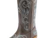 DREAM PAIRS Women's Cowboy Boots Mid Calf Cowgirl Boots Square Toe Chunky Heel Embroidery Stitched Western Boots,Size 10,Brown
