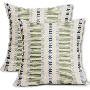 Navy Blue Lime Green Pillow Covers 20x20 Set of 2 Gray Grey Dot Print Striped Decorative Outdoor Pillowcases Boho Rustic Farmhouse Decorative Throw Cushion Case Decor for Couch Sofa Bed