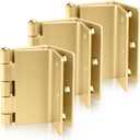 Haidms 3 Pack Gold Offset Hinges 3.5 Inch Expandable Door Hinges Heavy Duty with 1/4'' Radius Corner Full Mortise (Brushed Brass)