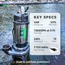 1 HP Sewage Pump Submersible, Stainless Pump Casing, E-Coated Semi-Open Cast Iron Impeller, Auto Float Switch, 115V, 2" NPT Discharge for Sump Basin, Sewage Well, Basement, Septic Tank, Trash