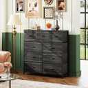 WLIVE Tall Dresser for Bedroom, 9 Drawer Chest of Drawers, Black Wood Grain, 9 roomy fabric drawers, Tall storage design, Bedroom or closet use, Sturdy steel frame, Smooth wood tabletop, 
Product Dimensions	11.8"D x 39.6"W x 11.8"H