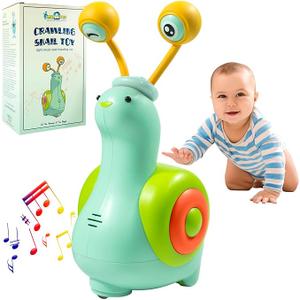 MINIARTIS Baby Crawling Toys | Musical Snail Baby Toy, Infant Tummy Time | Crawling Toys for Babies 6-12 Months | Learning Crawl and Walking | Toddler Birthday Gift for 6-36 Month Boy Girl