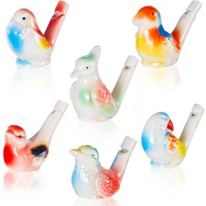 Gejoy Bird Water Whistles for Kids Ceramic Bird Call Warbling Water Whistles Colorful Porcelain Toys for Kids Adults Birthday Easter Gift (6 Pcs, Stylish)