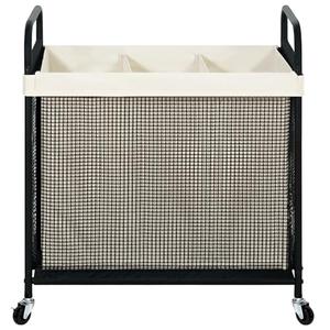 STO STO Laundry Hamper 3 Section, 120L Rolling Laundry Sorter Cart with Removable and Washable Liner Bag, Rolling Clothes Hamper with Metal Handle for Laundry Room and Bedroom