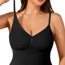 Shapewear Tummy Control BodySuit Seamless Body Shaper Butt Lift Full Body Suit (Medium-Large, Mid Thigh Black)