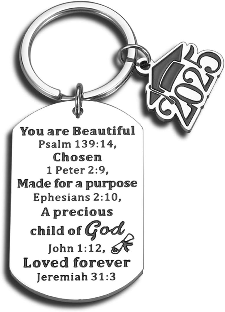 KINMES College Graduation Gifts for Her, Class of 2025 Keychain Inspirational Christian Keychain, Master Degree Phd Graduation Gifts for Her Girls Daughter