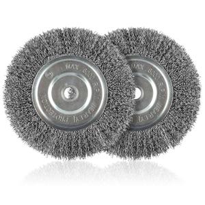 2 Pack 6-Inch Wire Wheel for Bench Grinder, 0.012 Carbon Steel Wire, Wheel Brush for Bench Grinder, 1/2-Inch and 5/8-Inch Arbor