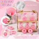 3 x Sliner 12 Set 2.6 in Medium Baby Shower Soap Favors for Guests Boy Girl Donut Shaped with Drawstring Bags Thank You Card for Gender Reveal Baptism Party Decorations Wedding Party(Pink)