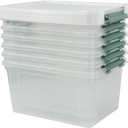 Saedy 6 Pcs Large Clear Storage Box, 35 Qt Plastic Bins with Lids for Versatile Storage