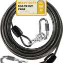 Petbobi Heavy-Duty Dog Tie-Out Cable - 20FT Extra Strong Wire Cable for Large Pets Up to 300Lbs, Rust Proof Dogs Leash with Carabiners and 360 Swivel, Pet Leads for Yard Camping Outside, Black