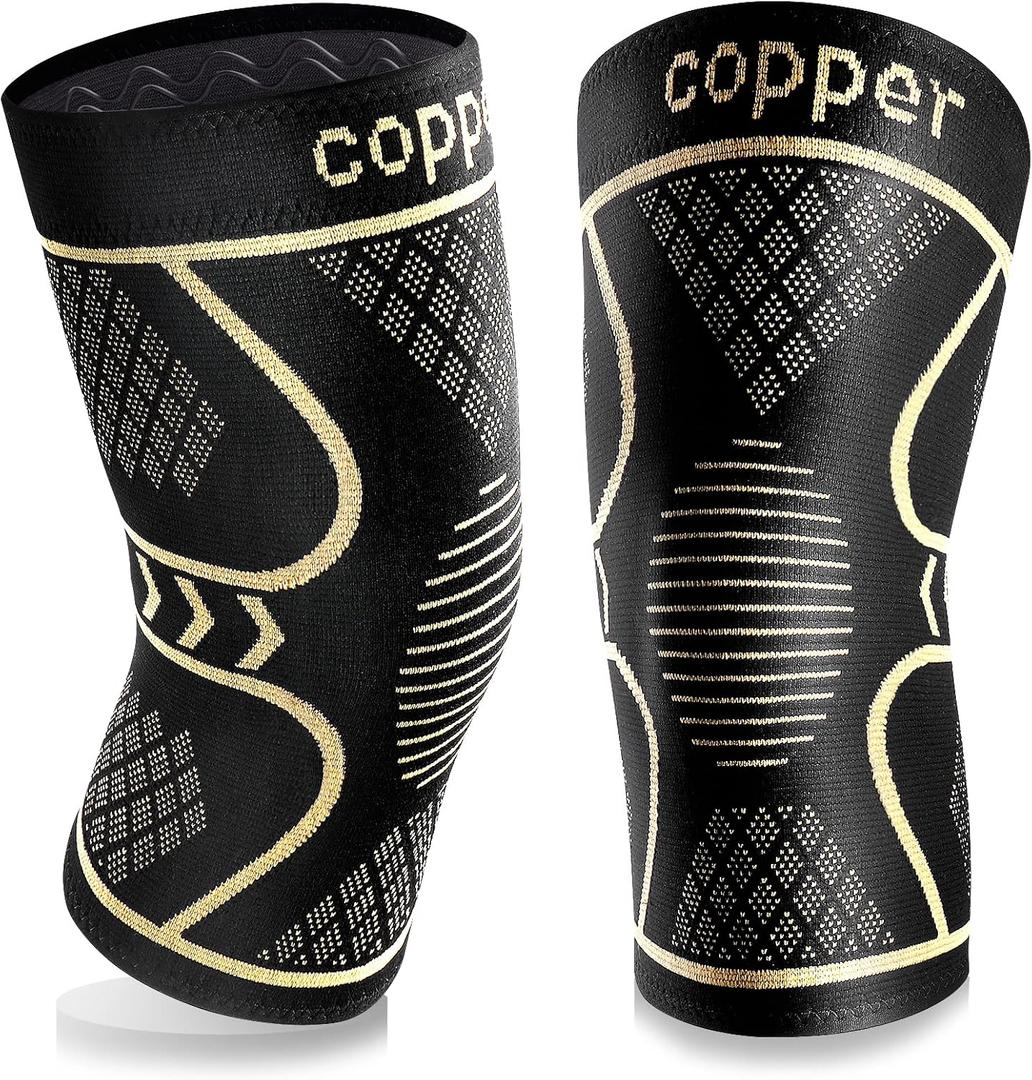 Copper Knee Braces for Women and Men 2 Pack, Knee Compression Sleeve for Knee Pain, Arthritis,ACL, Meniscus Tear, Joint Pain Relief, Knee Support for Running, Working Out, Fitness, Weightlifting-XL